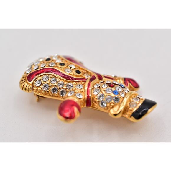 Monet Vintage Crystal Christmas Snowman Pin Brooch Rhinestone Gold Signed BinBP - Picture 7 of 12